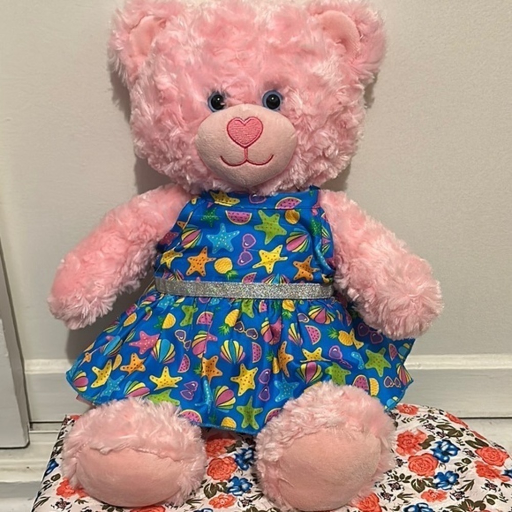 Build-A-Bear Pink and Blue Stuffed Animal with heart beat it’s working